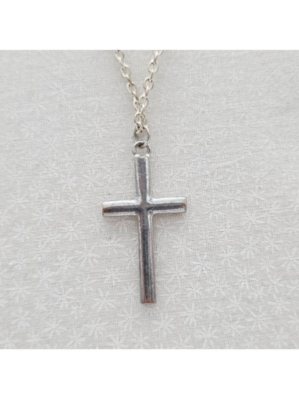 Silver Rhinestone Cross Pendant Necklace By Icing - Picture 6 of 7